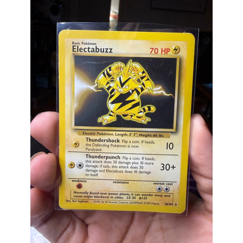 Pokemon Electabuzz 20/102 Base Set Rare Card 1999 WOTC Vintage Lightning TCG